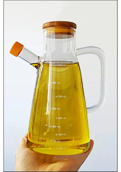 Borosilikat 2'li Bambu Yağlık 900 ml 2'li Yağdanlık 2 Adet