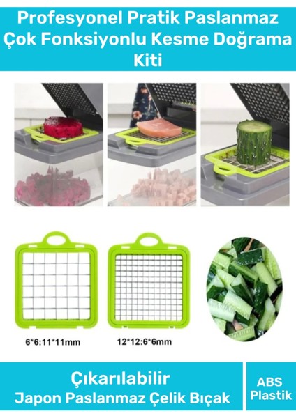 Premium Pratik Paslanmaz Çelik Ev Mutfak Kamp Piknik Çok Fonksiyonlu Kesme Doğrama Kiti