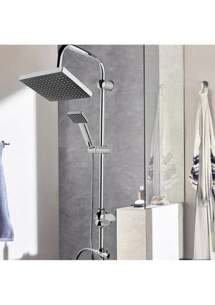 Beyazsu Siyah Kare Tepe Yağmurlama Lüx Duş Seti Robotu Ikili Duş Banyo Set