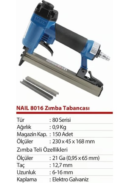 8016 6-16 mm Havalı Zımba Çakma Tabancası