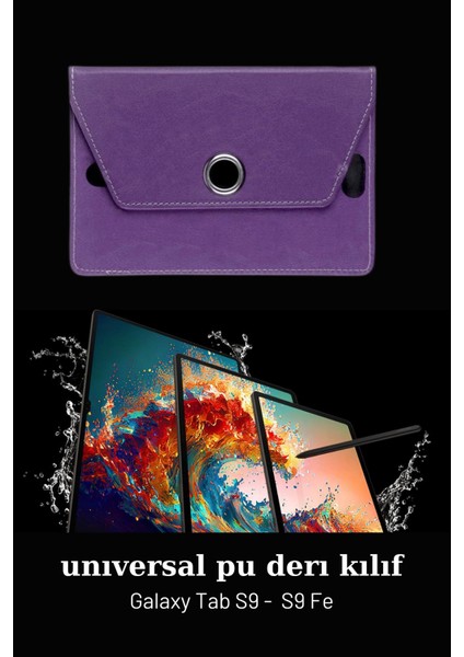 Galaxy Tab S9 Plus Uyumlu Universal 12.4 Inç Kılıf Pu Deri Standlı Tablet Kılıf