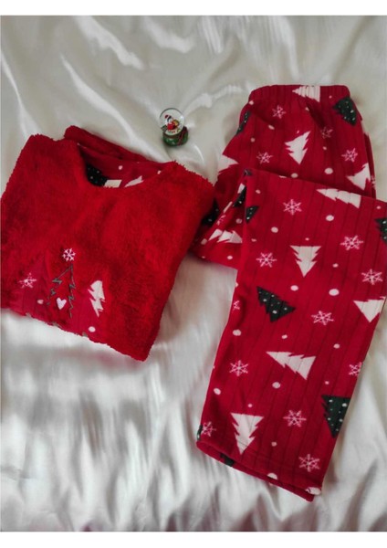 Kırmızı Christmas Noel Polar Pijama Takımı modelleri