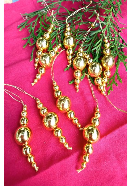 10 Adet Parlayan Gold Boncuklu Yılbaşı Ağaç Süsü - Mini Süs fırsatları