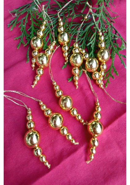 10 Adet Parlayan Gold Boncuklu Yılbaşı Ağaç Süsü - Mini Süs indirimleri