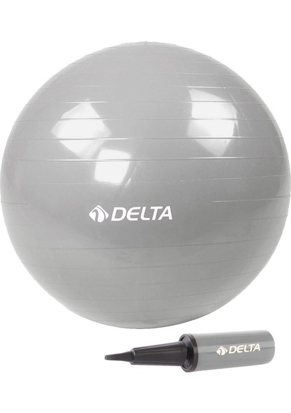 85 cm Gümüş Deluxe Pilates Topu ve Çift Yönlü Pompa Seti