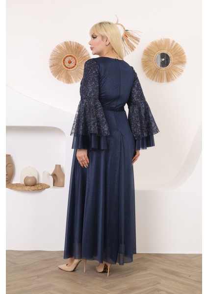 Gövde Pul Payet Balon Kol Şifon Tesettür Abiye fiyatları