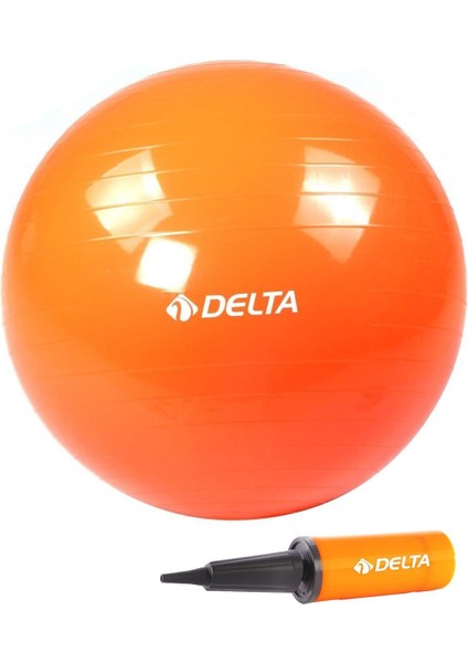 85 cm Turuncu Deluxe Pilates Topu ve Çift Yönlü Pompa Seti