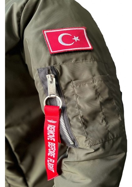 Crewtürk Pilot Montu Haki Yeşil Renkli Bomber Ceket