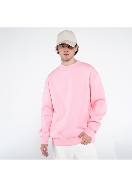 Friday Offset Monica Erkek Pembe Oversize Bisiklet Yaka Sweatshirt