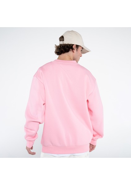 Friday Offset Monica Erkek Pembe Oversize Bisiklet Yaka Sweatshirt