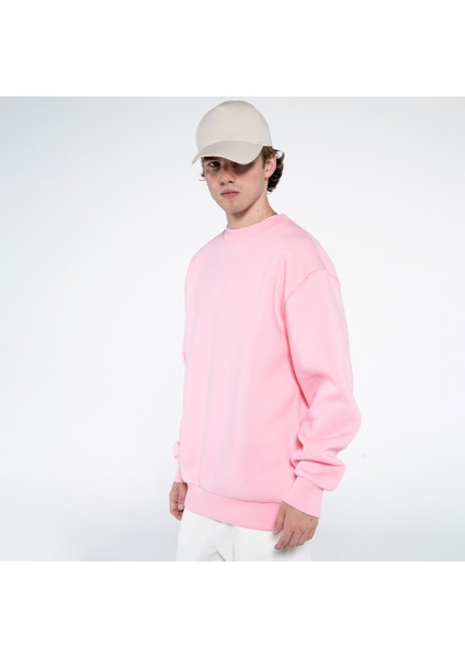 Friday Offset Monica Erkek Pembe Oversize Bisiklet Yaka Sweatshirt