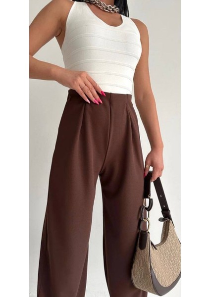 Kadın Koyu Kahve Balon Pantolon Full Likralı Beli Lastikli Günlük Trend fiyatları