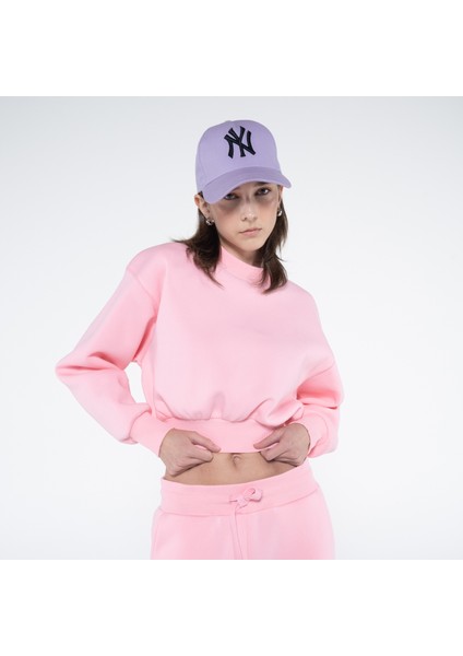 Friday Offset Monica Kadın Pembe Oversize Bisiklet Yaka Crop Sweatshirt