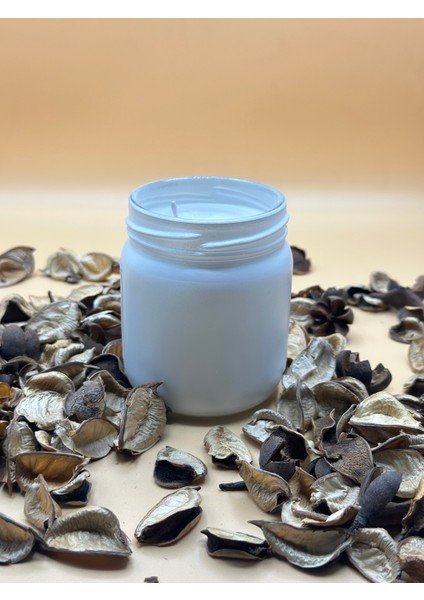 Bodrum Mandalina Kokulu Soya Mum 210 cc 1 Adet - Beyaz Kavanozda Beyaz Mum 1 Adet