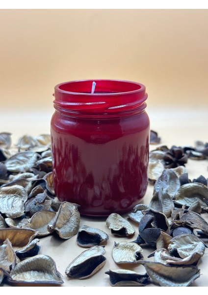 Bodrum Mandalina Kokulu Soya Mum 210 cc 1 Adet - Kırmızı Kavanozda Kırmızı Soya Mum 1 Adet(Siyah,kırmızı,beyaz)