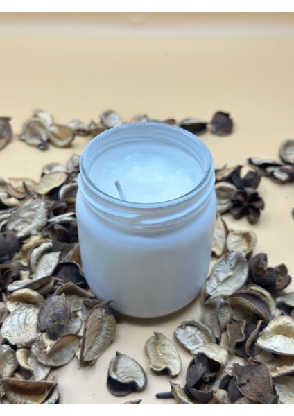 Beyaz Kavanoz ve Soya Mum Bodrum Mandalina Kokulu Soya Mum 210 cc 3 Adet