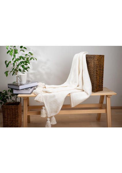 Dfn Home Softy Beyaz Koltuk Şalı 100X180