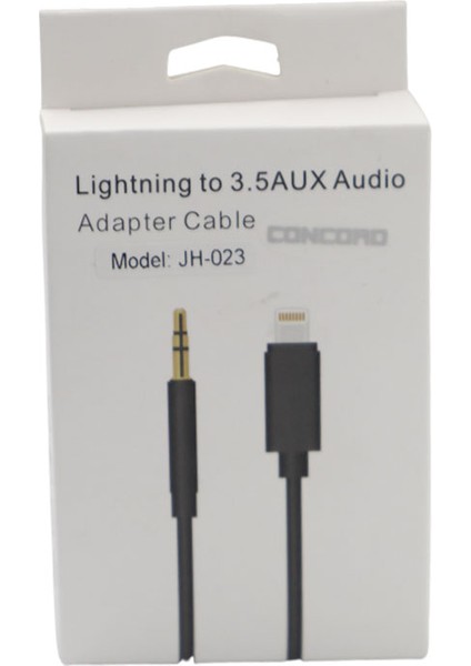 Concord JH-023 Lightning Aux Çevirici 3.5mm Aux Çevirici Kablo Otg 1 Metre Siyah