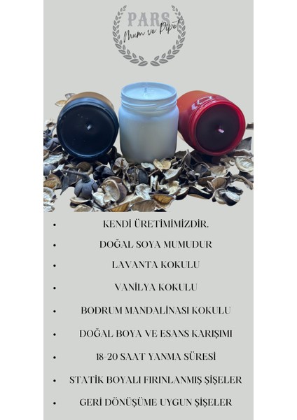 Vanilya Kokulu Soya Mum 210 cc 1 Adet - Siyah Kavanozda Siyah Mum 1 Adet