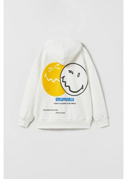 Unisex Çocuk Siyah Beyaz Renk Alt Üst Eşofman Takımı Emoji Detaylı