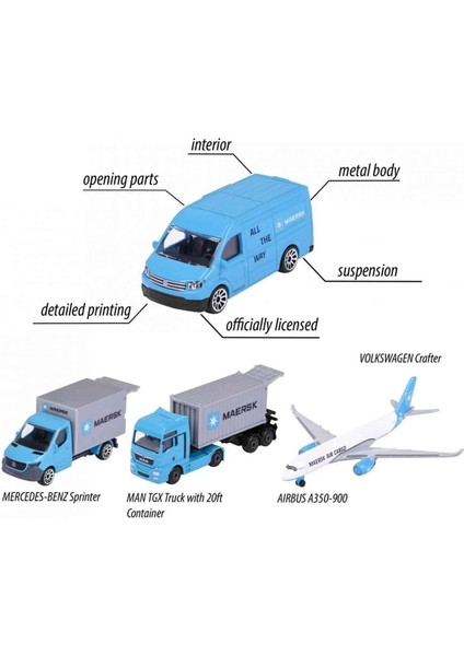 Model Araba Mearsk 4 Parça Kargo Serisi