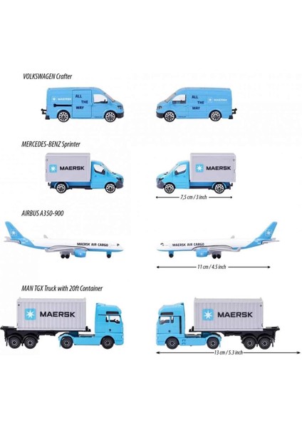 Model Araba Mearsk 4 Parça Kargo Serisi