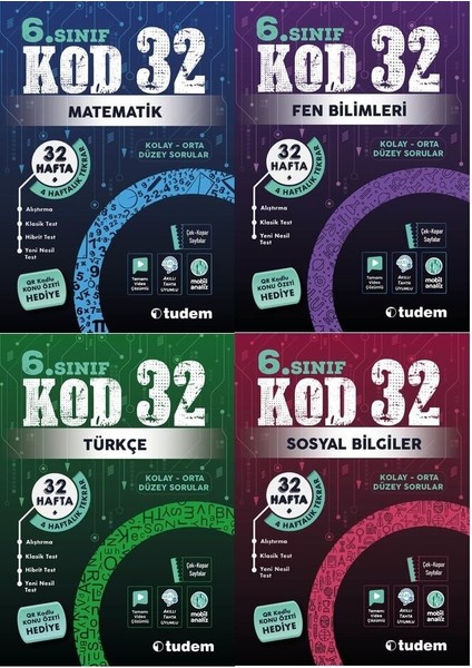 Tudem Yayınları 6. Sınıf KOD32 4'lü Set