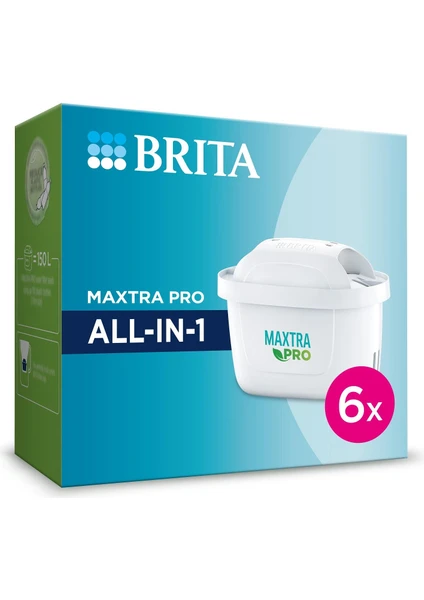 BRITA MAXTRA PRO ALL-IN-1 Yedek Su Arıtma Filtresi, 6’lı