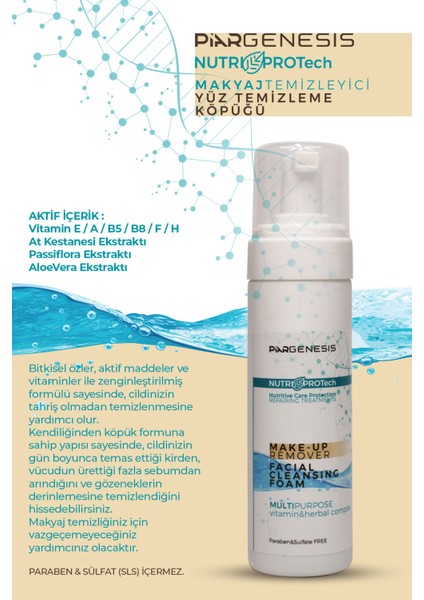 Piar Genesis Nutri Protech Make-Up Remover Facial Cleansing Foam Yüz Temizleme Köpüğü 150  ml