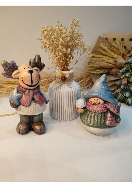 Noel ( Yılbaşı ) Biblo 3 ' Lü Set Model 2 ( Kardan Adam Hediyeli) modelleri