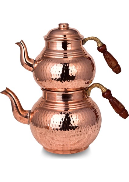 Premium Collection Teatime Isıtıcılı Kalın Bakır Çaydanlık Orta Boy