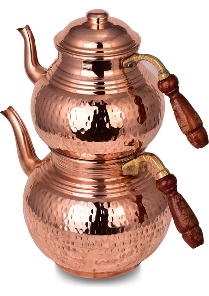 Premium Collection Teatime Isıtıcılı Kalın Bakır Çaydanlık Orta Boy