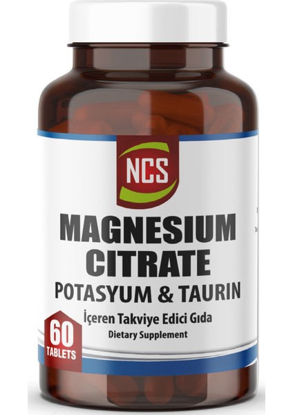 Magnezyum Sitrat 4'lü Form (Potasyum Taurin) & Vitamin B6 - 60 Tablet Magnesium Citrate