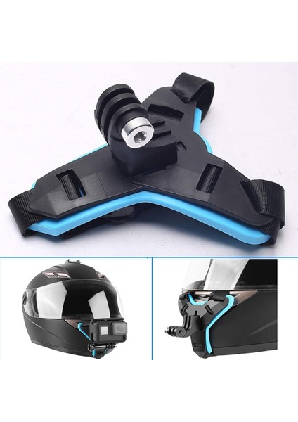 Gopro Aksiyon Kamera Kask Alt Çene Bağlantı Aparatı Pratik Mavi