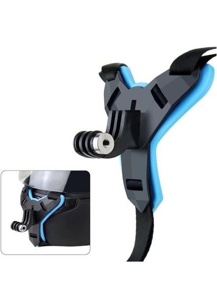 Gopro Aksiyon Kamera Kask Alt Çene Bağlantı Aparatı Pratik Mavi