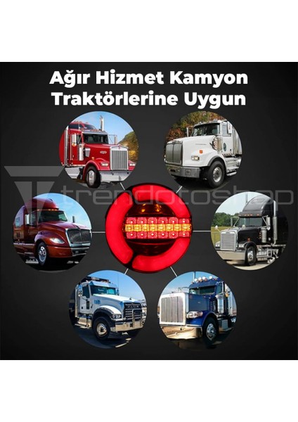 Yuvarlak LED Far Tır Lambası Kamyon Arka Fren Lambası Tır Otobüs Karavan Arka Ikaz Lambası