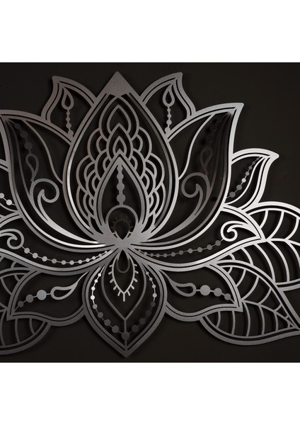 3D Lotus Mandala Metal Duvar Tablosu - Dekoratif Salon Tabloları - Ev Ofis Dekorasyonu - APT524