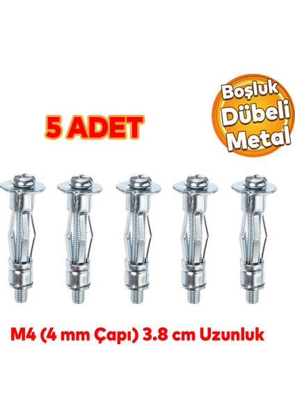 Çelik Alçıpan Boşluk Dübel FRT Tuğla Paraşüt Duvar Bims 4x38 Metal 5 Adet