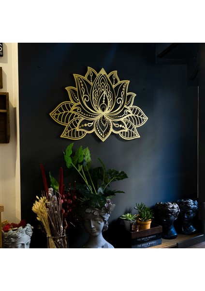 3D Lotus Mandala Metal Duvar Tablosu - Duvar Dekorasyonu - Salon Tabloları - APT524