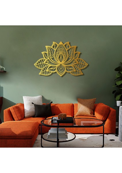 3D Lotus Mandala Metal Duvar Tablosu - Duvar Dekorasyonu - Salon Tabloları - APT524