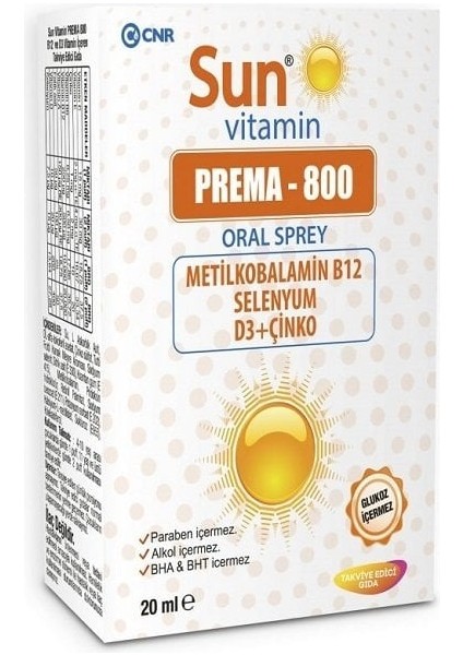 Prema-800 Vitamin B12 ve Metilfolat Oral Sprey 20 ml