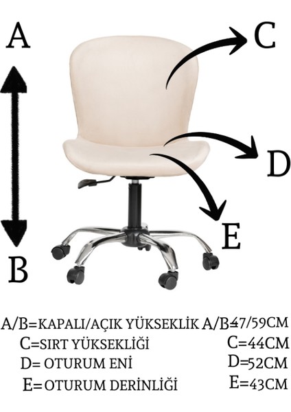 Krom Metal Ayaklı Ofis Çocuk Odası Çalışma Sandalyesi (Ayarlanılabilir) Açelya indirimleri