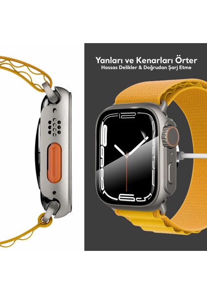 Kip GSM Apple Watch 9 8 7 41MM Ekran Koruma (Apple Watch Ultra Görünüm Kasa) Suya Dayanıklı Sert Pc Tam Koruma Ekran Koruyucu