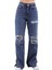 Geniş Paçalı Yırtmaçlı Kadın Kot Pantolon Jean 1