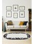 Dijital Salon Halısı Yıldız Deri Kaymaz Taban Saçaklı Oval Modern Mallow Siyah 1