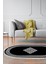 Dijital Salon Halısı Yıldız Deri Kaymaz Taban Saçaklı Oval Modern Kathryn Siyah 1