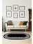 Dijital Salon Halısı Trend Keçe Kaymaz Taban Saçaklı Oval Modern Penelope Siyah 1
