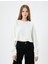 Crop Çizgili Sweatshirt Simli Uzun Balon Kollu 3