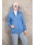 İndigo Kapüşonlu Üç İplik Şardonlu Sweatshirt 3