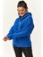 Kadın Büyük Beden Şardonlu Fermuarlı Kalın Mavi Sweatshirt 1